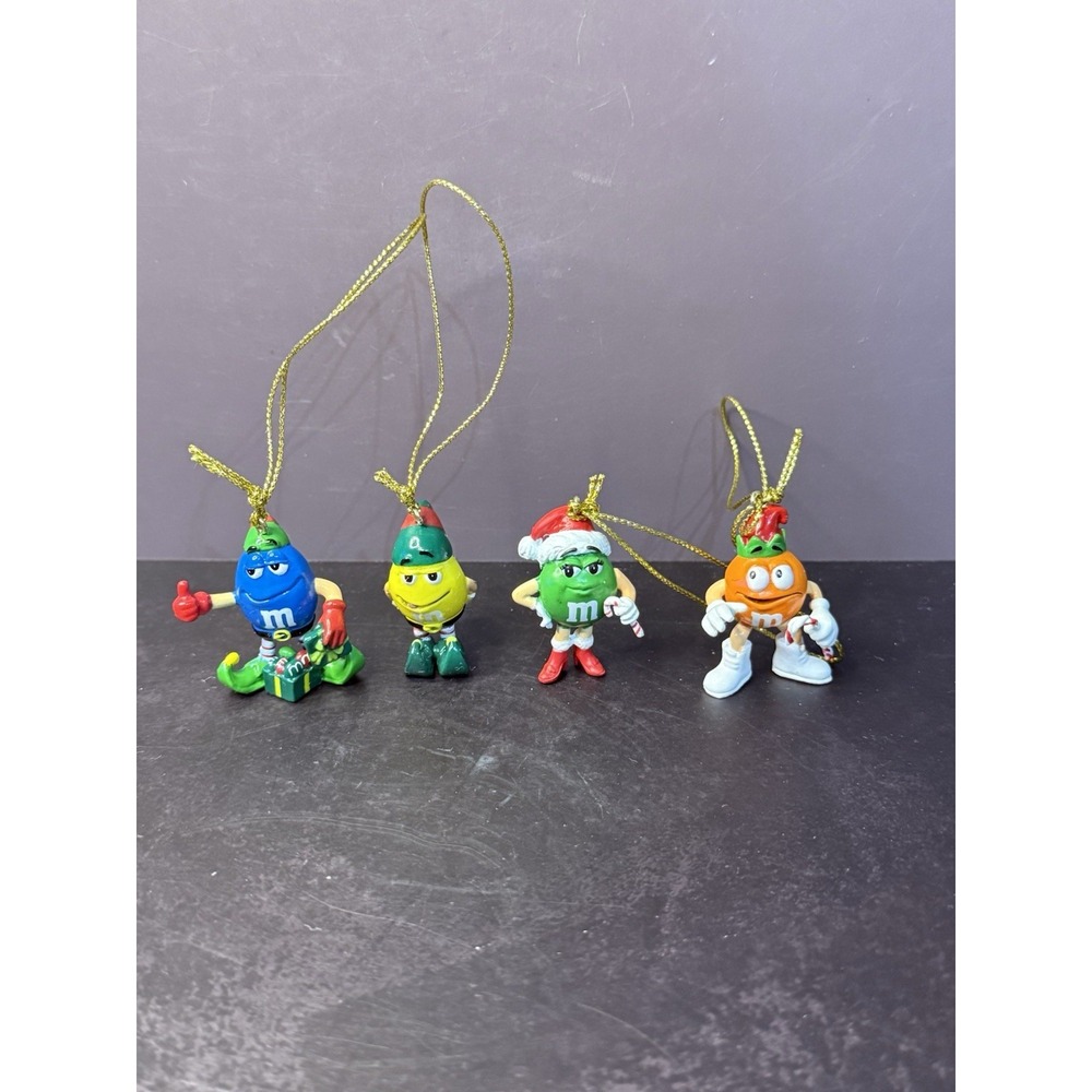 Lot of 4 Mars M&M Candy Mini Christmas Ornaments 2011 Kurt Adler